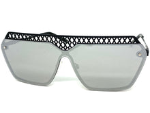 Sleek Modern Retro Shield Style SUNGLASSES Black Frame Chrome Lens 10415