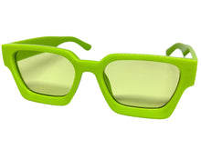 Classic Vintage Retro Style SUNGLASSES Thick Neon Green Frame - Light Green Lens 1402