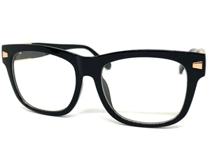 Classic Vintage Retro Style Clear Lens EYEGLASSES Large Black Frame 7493