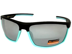 Sporty Wrap Around Cycling Fishing Biker SUNGLASSES Sleek Black & Aqua Frame - Mirror Lens 2723