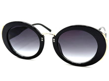 Exaggerated Vintage Retro Funky Hippie Style SUNGLASSES Round Black & Gold Frame P8216