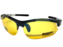 Sporty Wrap Around Blue Light Night Driving HD Lens SUNGLASSES Carbon Fiber Frame 3501