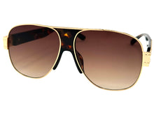 Classic Hardcore Biker Gangster Hip Hop Rapper Style SUNGLASSES Gold & Tortoise Frame - Brown Lens 4000