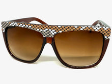 Oversized Classic Vintage Retro Style SUNGLASSES Large Brown Snakeskin Frame 1201
