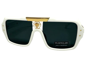 Classic Hardcore Biker Gangster Hip Hop Style SUNGLASSES White Frame Dark Lens 5468