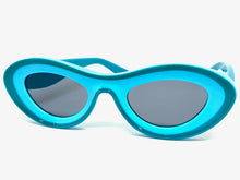 Contemporary Modern Retro Raver Party SUNGLASSES Funky Turquoise & Blue Frame 2123