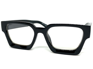 Classic Vintage Retro Style Clear Lens EYEGLASSES Thick Square Black Frame E2091