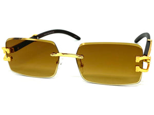 Classy Elegant Sophisticated Luxury Hip Hop Style SUNGLASSES Rimless Gold Frame 5210