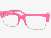 Classy Contemporary Modern Retro Clear Lens EYEGLASSES Neon Pink & Gold Frame 8259