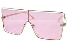 Oversized Futuristic Modern Retro Shield Style SUNGLASSES Large Gold Frame 96177