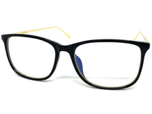 Classic Vintage Retro Style Clear Lens EYEGLASSES Square Black & Gold Frame IT097
