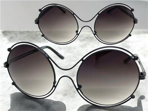 Oversized Exaggerated Vintage Retro Style SUNGLASSES Large Round Black Frame 6295