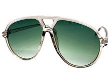 Oversized Vintage Retro Style SUNGLASSES Large Gray Frame - Green Lens 81022