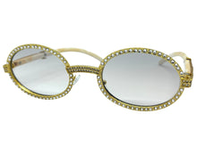 Classy Elegant Luxury Modern Hip Hop Style Bling SUNGLASSES Large Oval Gold & Marble Frame E0652