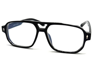 Classic Vintage Retro Style Clear Lens Blue Light Block Computer EYEGLASSES Black Frame 55013