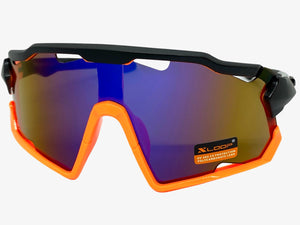 Oversized Retro Sporty Wrap Around Style SUNGLASSES Large Black & Orange Frame 3693