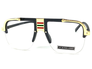 Men's Classic Vintage Retro Hip Hop Style Clear Lens EYEGLASSES Black & Gold Frame 2719