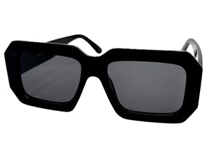 Classic Vintage Retro Style SUNGLASSES Thick Square Black Frame - Dark Lens 75005
