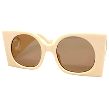 Oversized Exaggerated Classic Vintage Retro Style SUNGLASSES Huge Square Cream Frame 2158