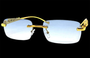 Classy Elegant Sophisticated Luxury Style SUNGLASSES Rimless Gold Frame E0661