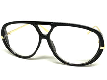 Oversized Classic Vintage Retro Hip Hop Style Clear Lens EYEGLASSES Large Black & Gold Frame 26008