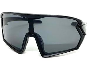 Oversized Retro Sporty Wrap Around Style SUNGLASSES Large Black Frame B0276