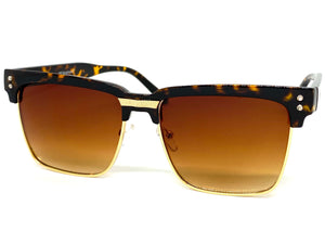 Classy Elegant Sophisticated Luxury Style SUNGLASSES Square Tortoise & Gold Frame 6462