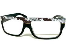Classic Vintage Retro Hip Hop Rapper Style Clear Lens EYEGLASSES Thick Black Snakeskin Frame 1221