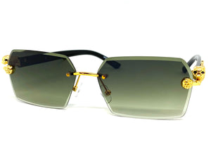 Classy Elegant Sophisticated Modern Luxury Style SUNGLASSES Gold & Black Frame E0969