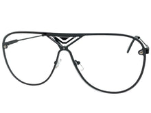 Oversized Modern Retro Shield Style Clear Lens SUNGLASSES Large Black Frame 4294