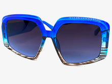 Oversized Vintage Retro Style SUNGLASSES Large Blue Frame 1113