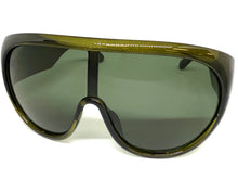 Oversized Exaggerated Modern Rerto Shield Style SUNGLASSES Large Olive Green Frame 68246