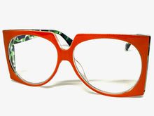 Oversized Vintage Retro Style Clear Lens EYEGLASSES Large Square Orange Frame 5693