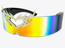 Biker Futuristic Robotic Cyclops Shield Style Party SUNGLASSES - Rainbow Lens 30600