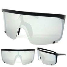 Oversized Shield Style Sunglasses- Large Black Frame