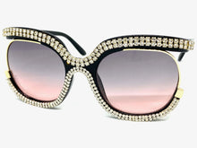 Oversized Classic Vintage Retro Style SUNGLASSES Square Bling Black Frame 49095