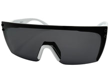 Classic Hardcore Biker Gangster Wrap Shield Style POLARIZED SUNGLASSES White Frame - Dark Lens X0018