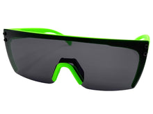 Classic Hardcore Biker Gangster Wrap Shield Style POLARIZED SUNGLASSES Neon Green Frame - Dark Lens X0018