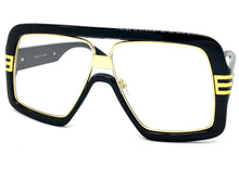 Oversized Classic Vintage Retro Hip Hop Style Clear Lens EYEGLASSES Large Black & Gold Frame 96420