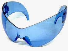Oversized Space Futuristic Robotic Cyclops Shield Costume Party SUNGLASSES Huge Blue Lens 2170