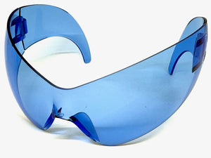 Oversized Space Futuristic Robotic Cyclops Shield Costume Party SUNGLASSES Huge Blue Lens 2170