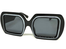 Oversized Exaggerated Vintage Retro Style SUNGLASSES Large Square Black Frame 1351