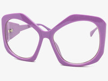 Oversized Exaggerated Vintage Retro Style Clear Lens EYEGLASSES Large Purple Frame E2019