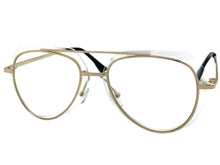 Classic Vintage Retro Aviator Style Clear Lens SUNGLASSES Gold Metal Frame 3375