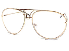 Oversized Vintage Retro Aviator Style Clear Lens EYEGLASSES Large Gold Frame 4355