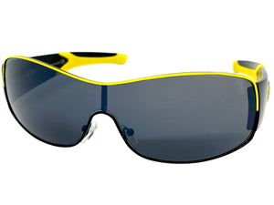 Classic Contemporary Modern Wrap Style SUNGLASSES Sleek Black & Yellow Frame 3734