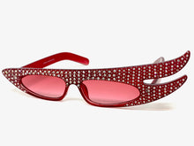 Exaggerated Unusual Funky Vintage Retro Style SUNGLASSES Red Bling Frame 7524