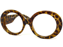 Oversized Classic Vintage Retro Style Large Round Leopard Lensless Eye Glasses- Frame Only NO Lens 6753