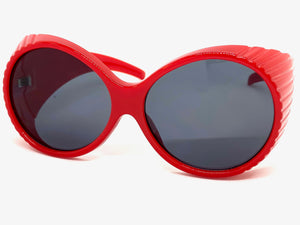 Oversized Exaggerated Vintage Retro Style SUNGLASSES Large Thick Round Red Frame 2156