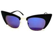 Classic Vintage Retro Cat Eye Style SUNGLASSES Funky Black & Gold Frame 1751